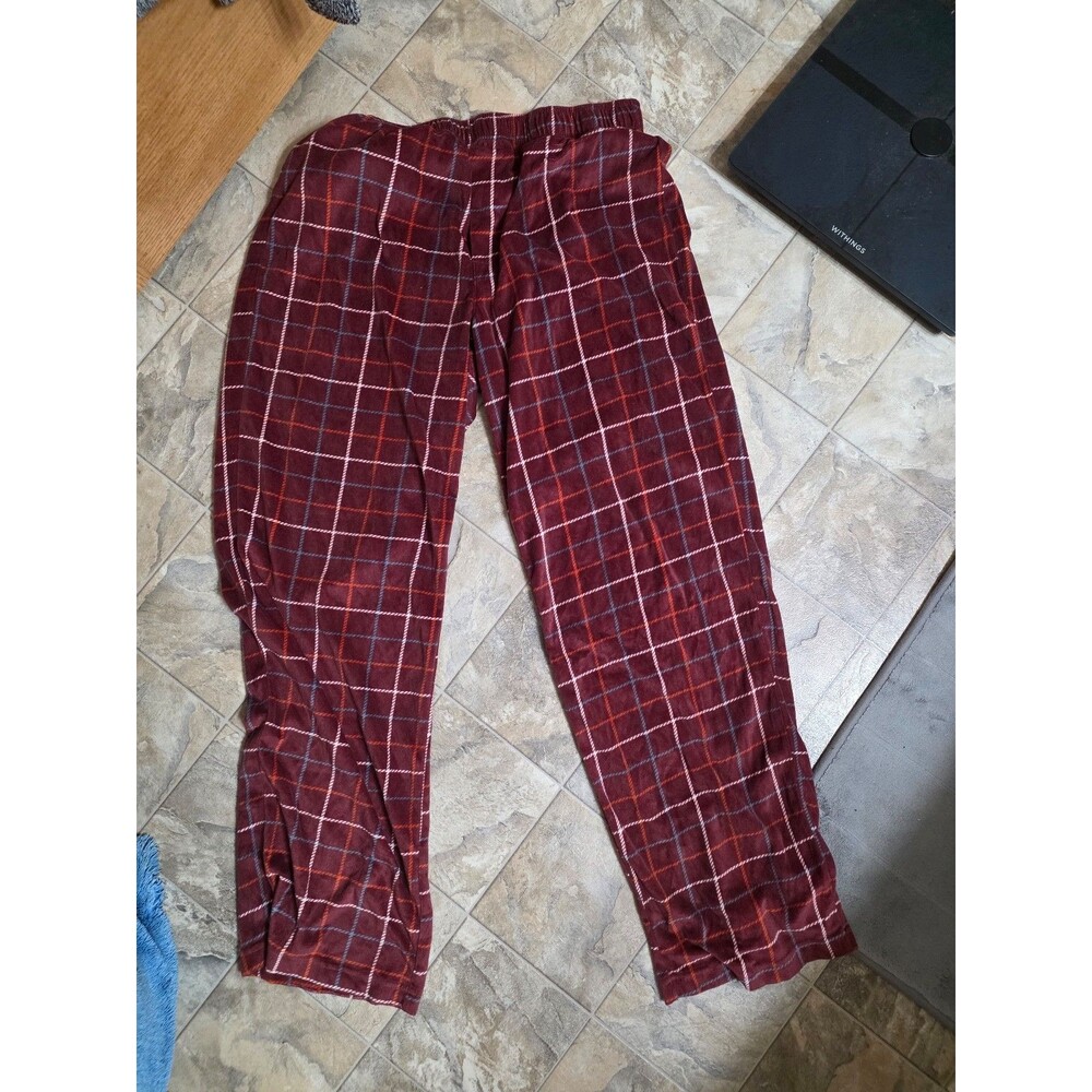 Men's Celebrate Together Red Plaid Fleece Pajama Lounge Sleep Pants Medium